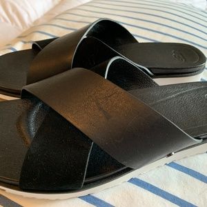 UGG Slides - Black Suede and Leather size 9
